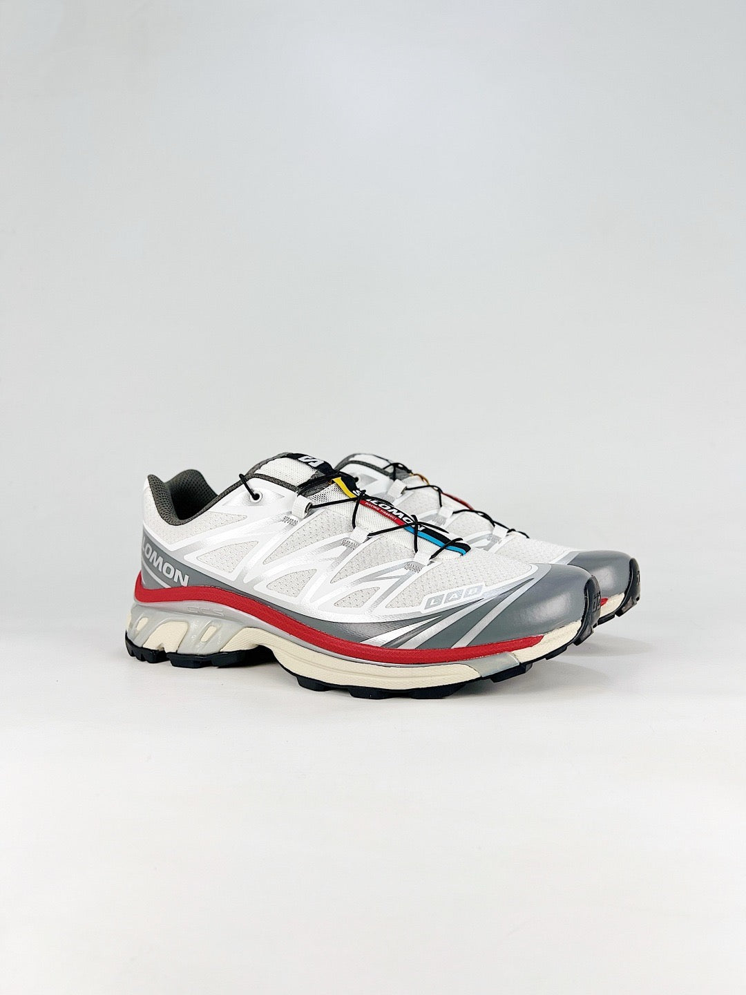 Salomon XT-6 GTX Outdoor Trail Running Shoes Unisex Silver White Red