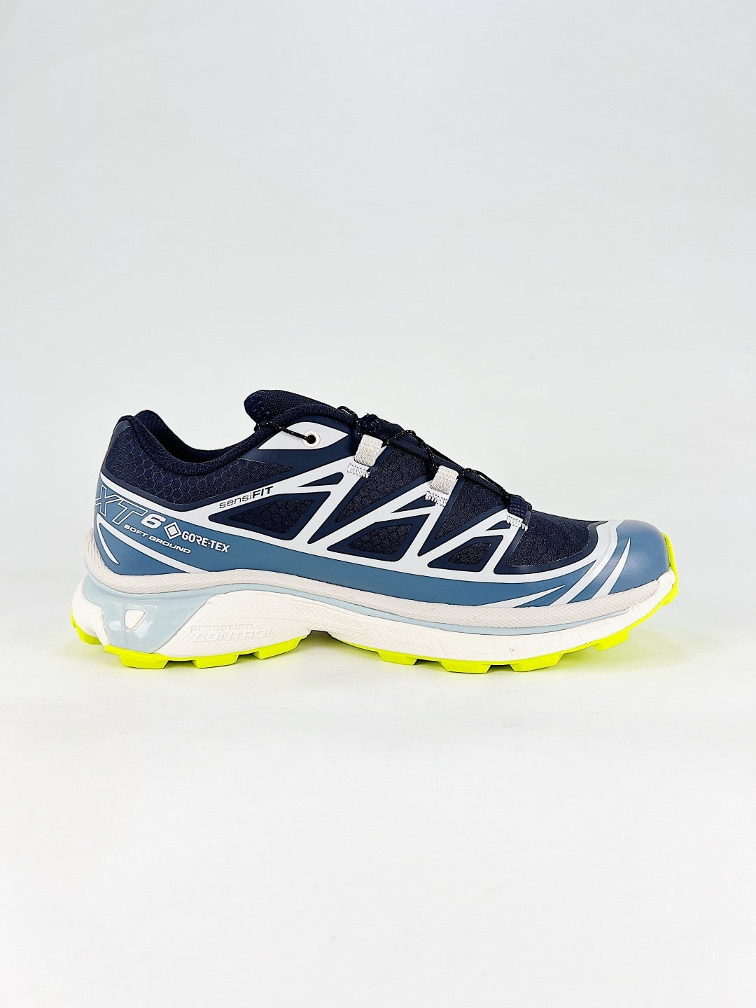 Salomon XT-6 GTX Sneaker Navy Blue Neon Yellow Waterproof Trail Shoes Unisex