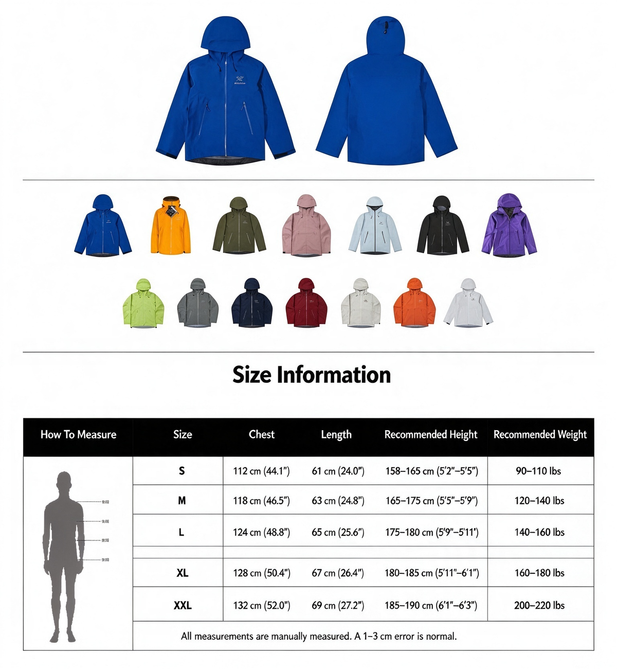 Arc teryx LT BETA Waterproof Hard Shell Hooded Jacket for Skiing Hiking Outdoor Unisex Klein Blue