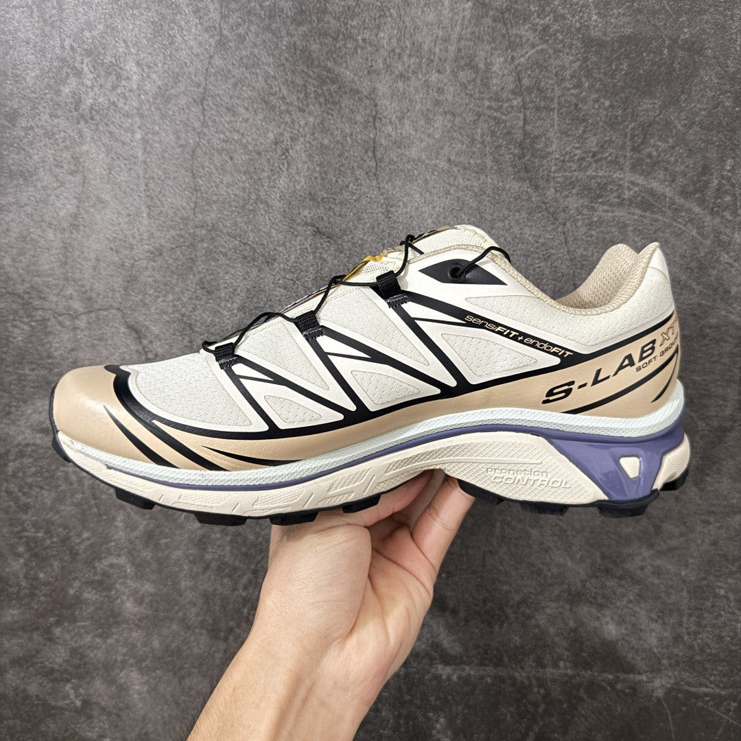 Salomon XT-6 LAB Outdoor Sneakers Trail Running Shoes Unisex Cream/Navy/Purple