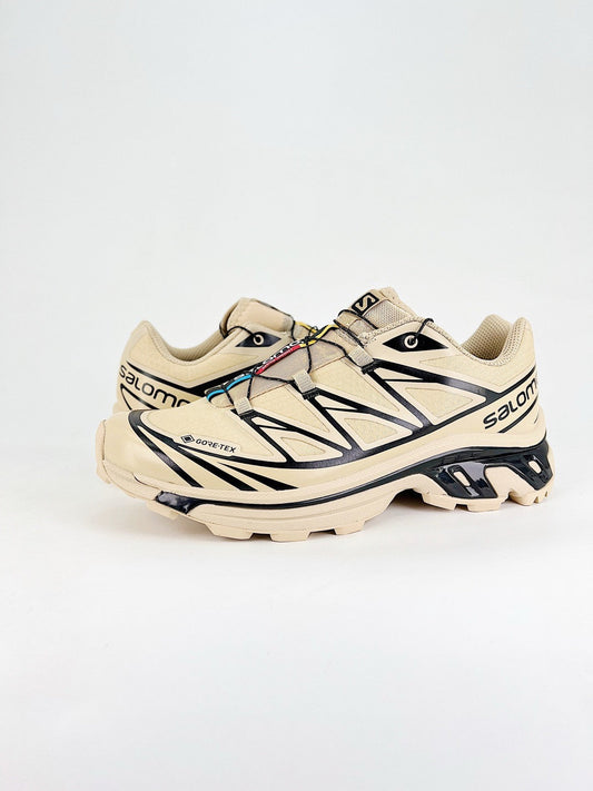 Salomon XT-6 GTX Sneakers Men Women Beige Khaki Black Waterproof Hiking Shoes