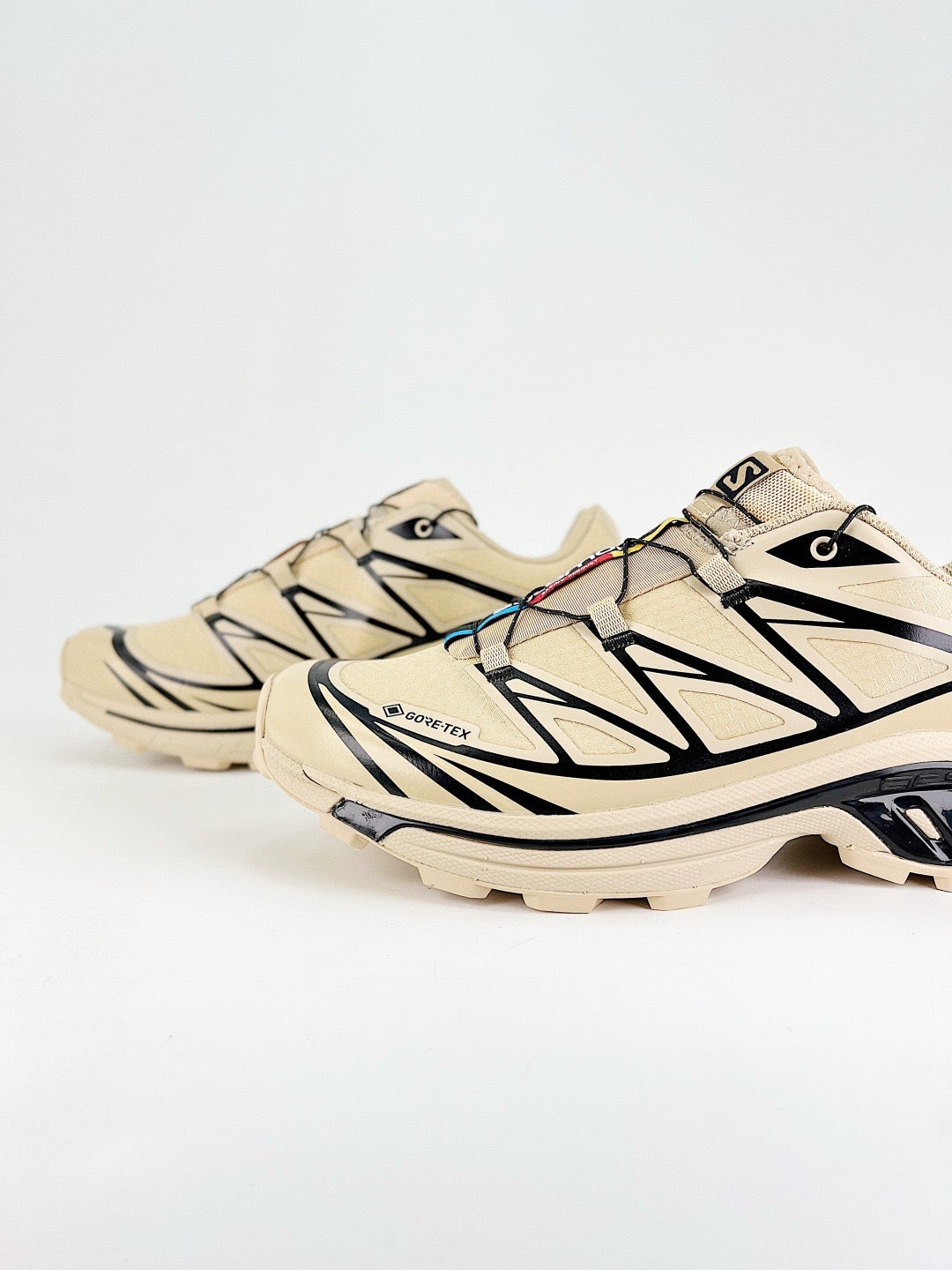 Salomon XT-6 GTX Sneakers Men Women Beige Khaki Black Waterproof Hiking Shoes