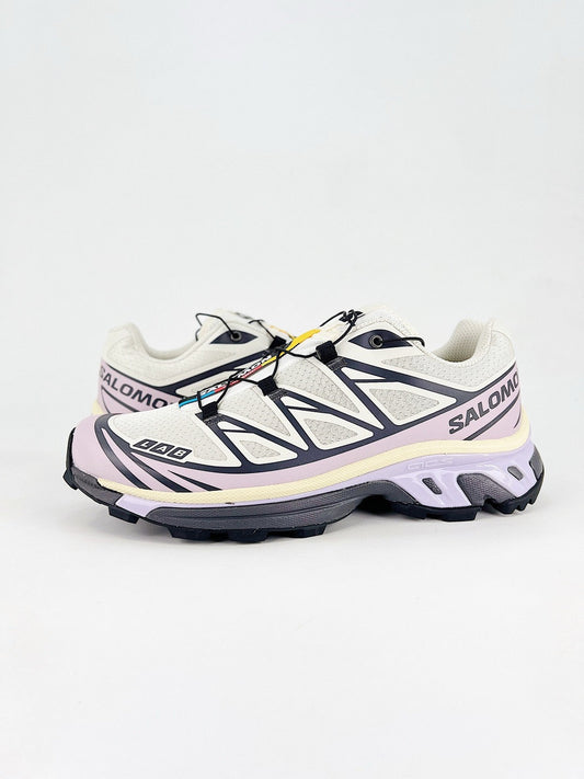 Salomon XT-6 S-LAB Outdoor Trail Running Sneakers Unisex Cream White, Light Lavender, Dark Navy