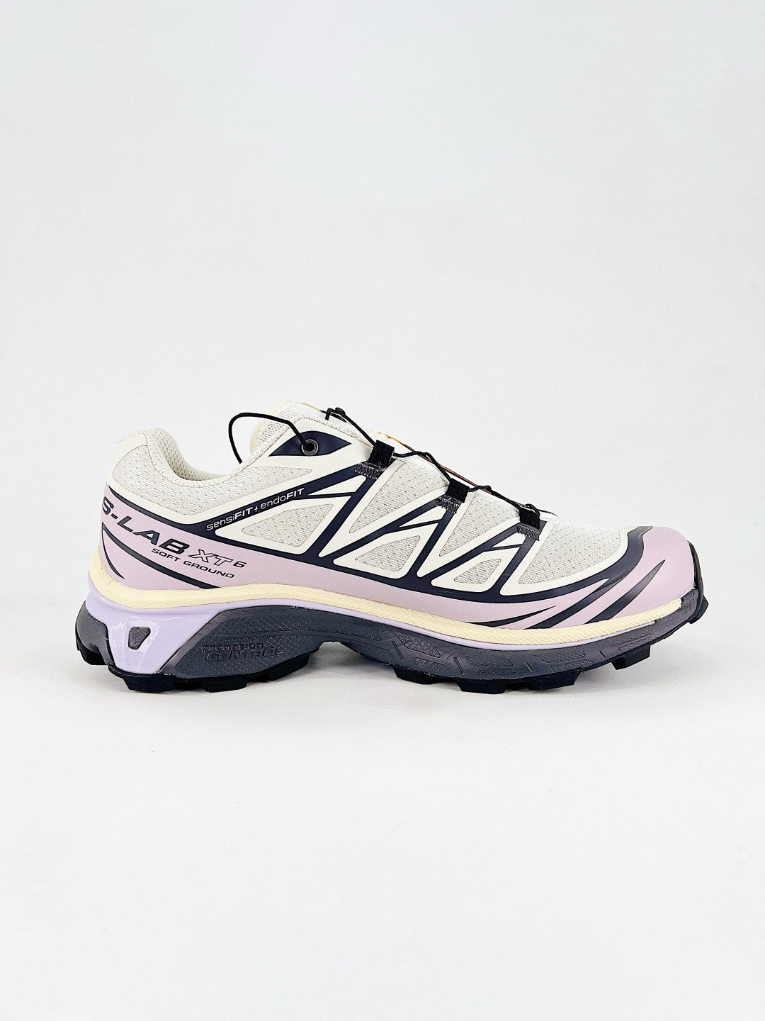 Salomon XT-6 S-LAB Outdoor Trail Running Sneakers Unisex Cream White, Light Lavender, Dark Navy