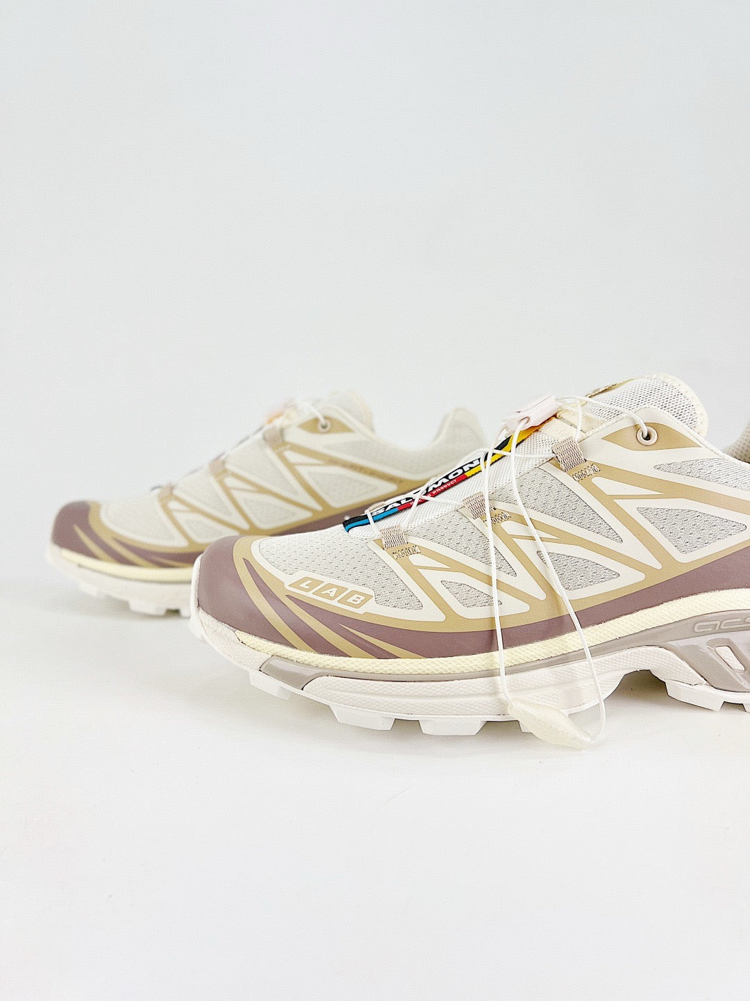 Salomon XT-6 S-LAB Cream Dusty Rose Sneakers, Unisex Outdoor Hiking Shoes