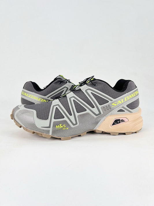 Salomon Speedcross 3 Outdoor Trail Running Sneakers Unisex Grey, Light Beige & Neon Lime