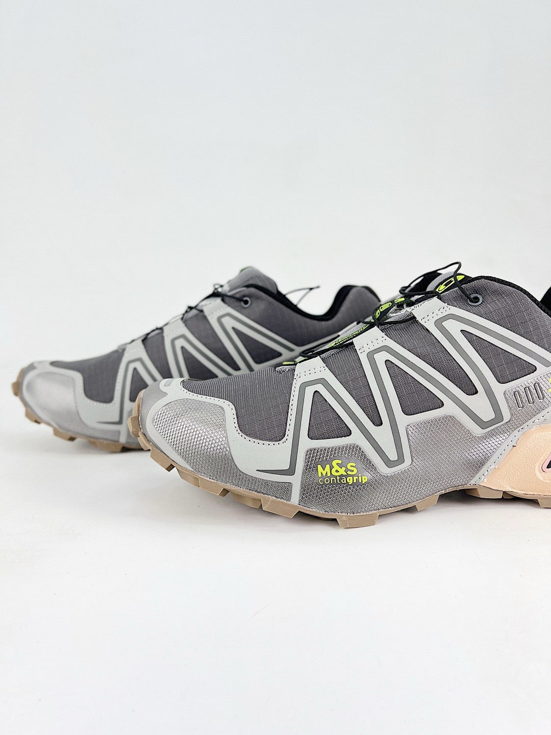Salomon Speedcross 3 Outdoor Trail Running Sneakers Unisex Grey, Light Beige & Neon Lime