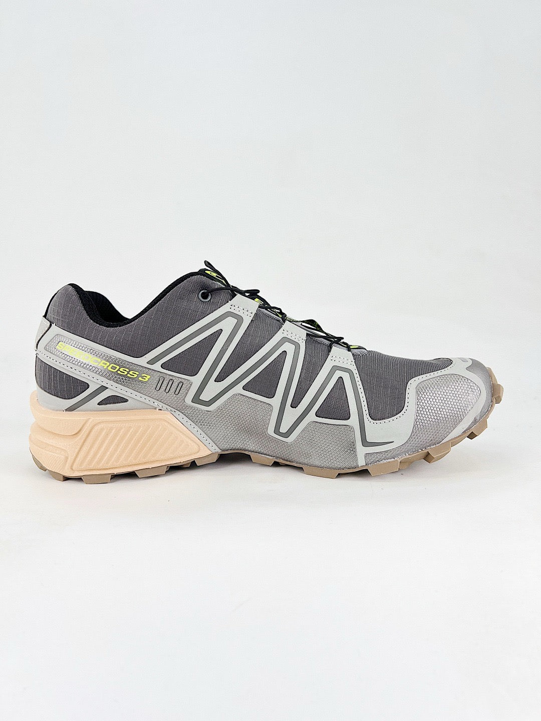 Salomon Speedcross 3 Outdoor Trail Running Sneakers Unisex Grey, Light Beige & Neon Lime