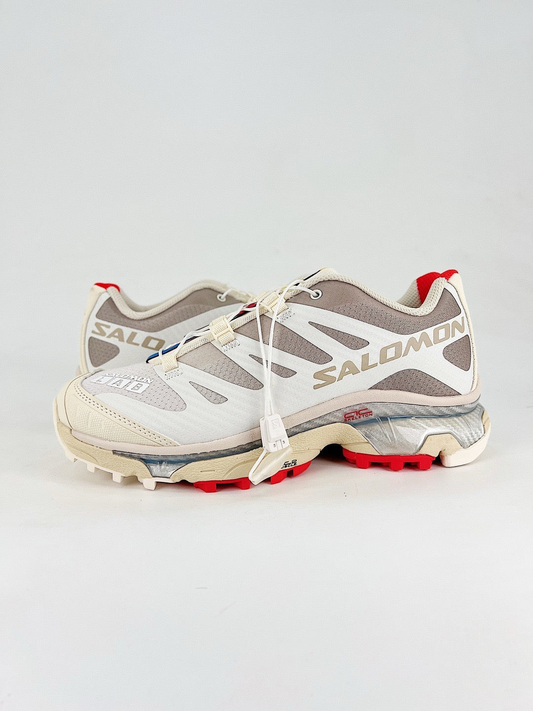 Salomon XT-6 S-LAB Trail Running Sneakers Men Women White, Khaki & Red