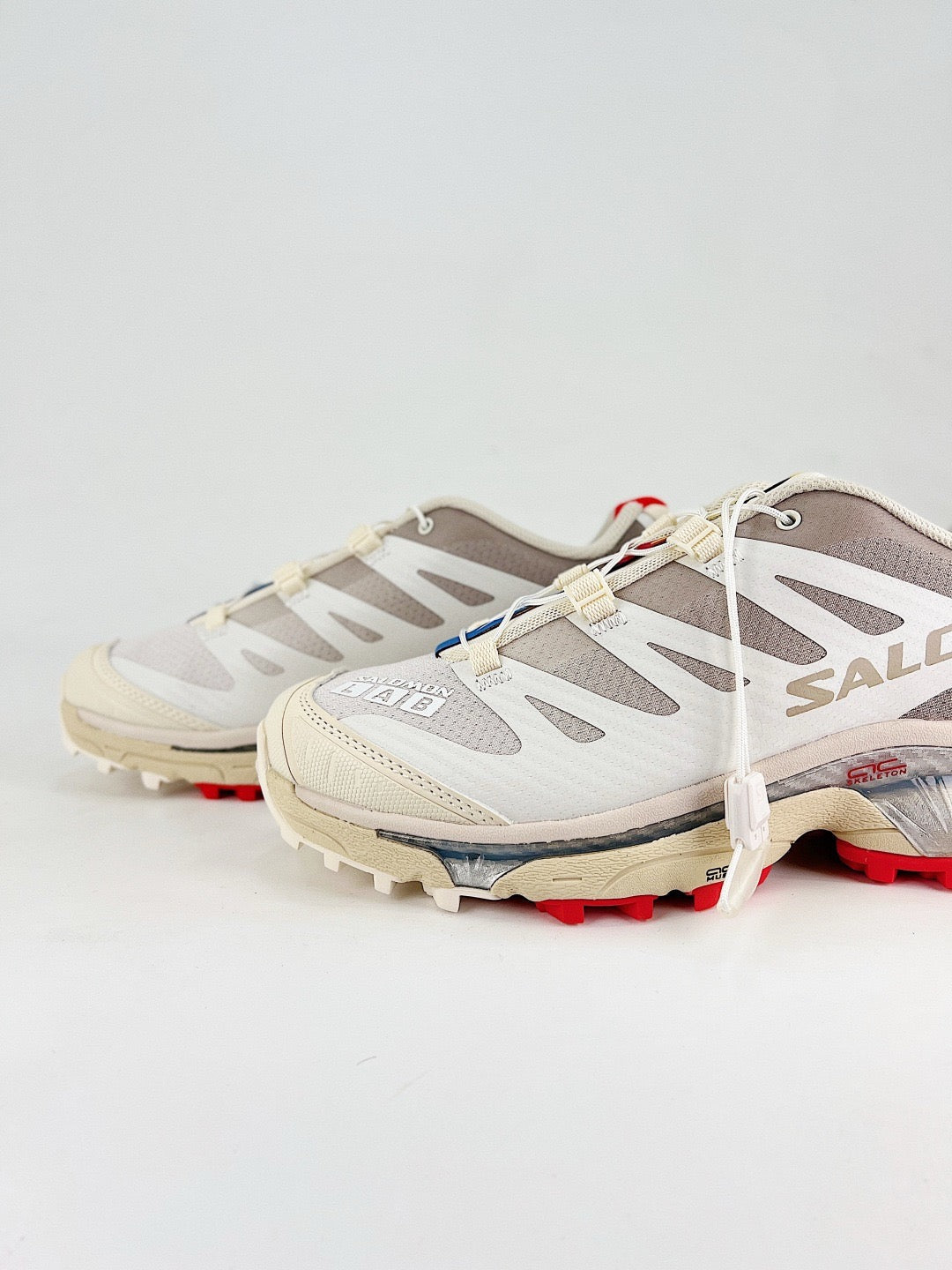 Salomon XT-6 S-LAB Trail Running Sneakers Men Women White, Khaki & Red