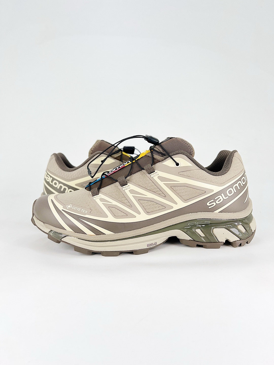 Salomon XT-6 GTX Sneakers Khaki Taupe Gore-Tex Waterproof Trail Shoes Unisex