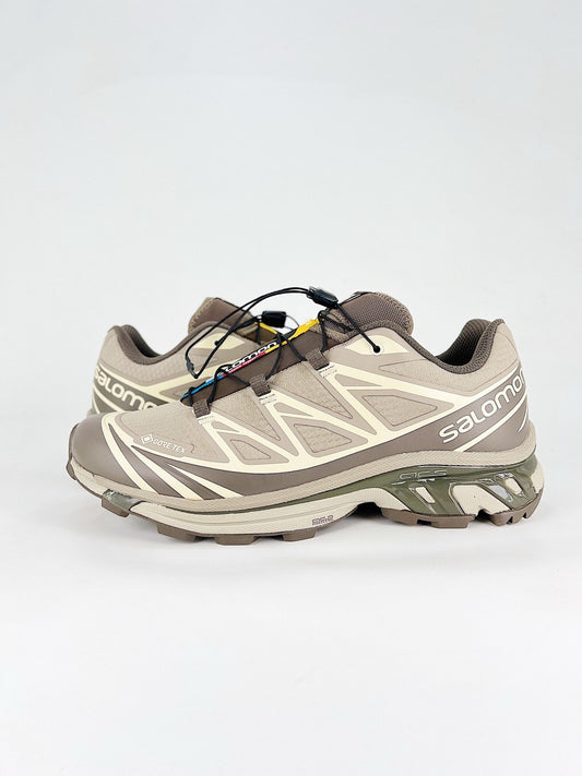 Salomon XT-6 GTX Sneakers Khaki Taupe Gore-Tex Waterproof Trail Shoes Unisex