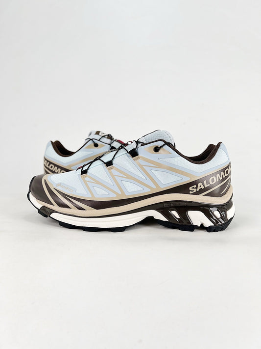 Salomon XT-6 GTX Sneaker Light Blue Brown Waterproof Trail Shoes Unisex