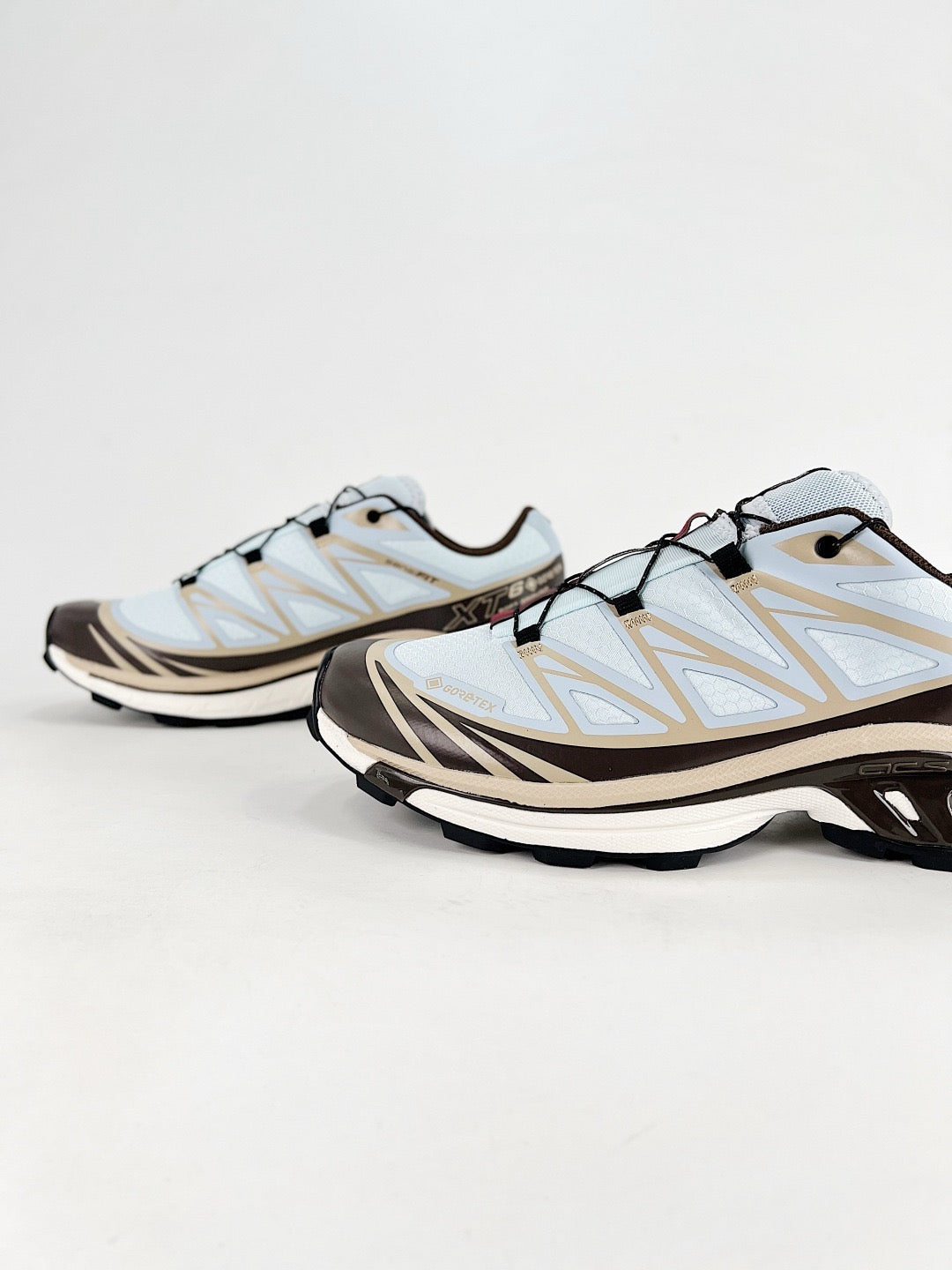 Salomon XT-6 GTX Sneaker Light Blue Brown Waterproof Trail Shoes Unisex