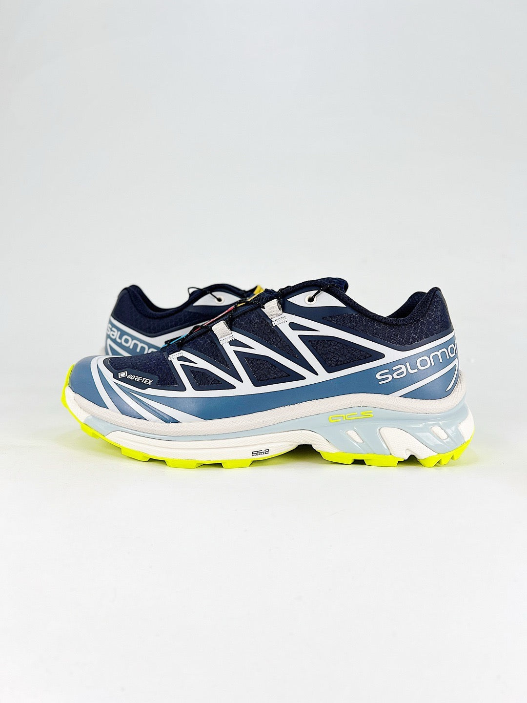 Salomon XT-6 GTX Sneaker Navy Blue Neon Yellow Waterproof Trail Shoes Unisex