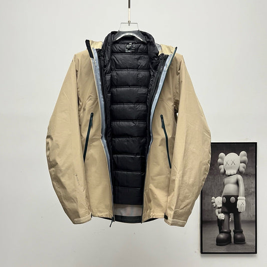 Arc'teryx 3-in-1 Hooded Down Jacket | Winter Layering System Light Khaki