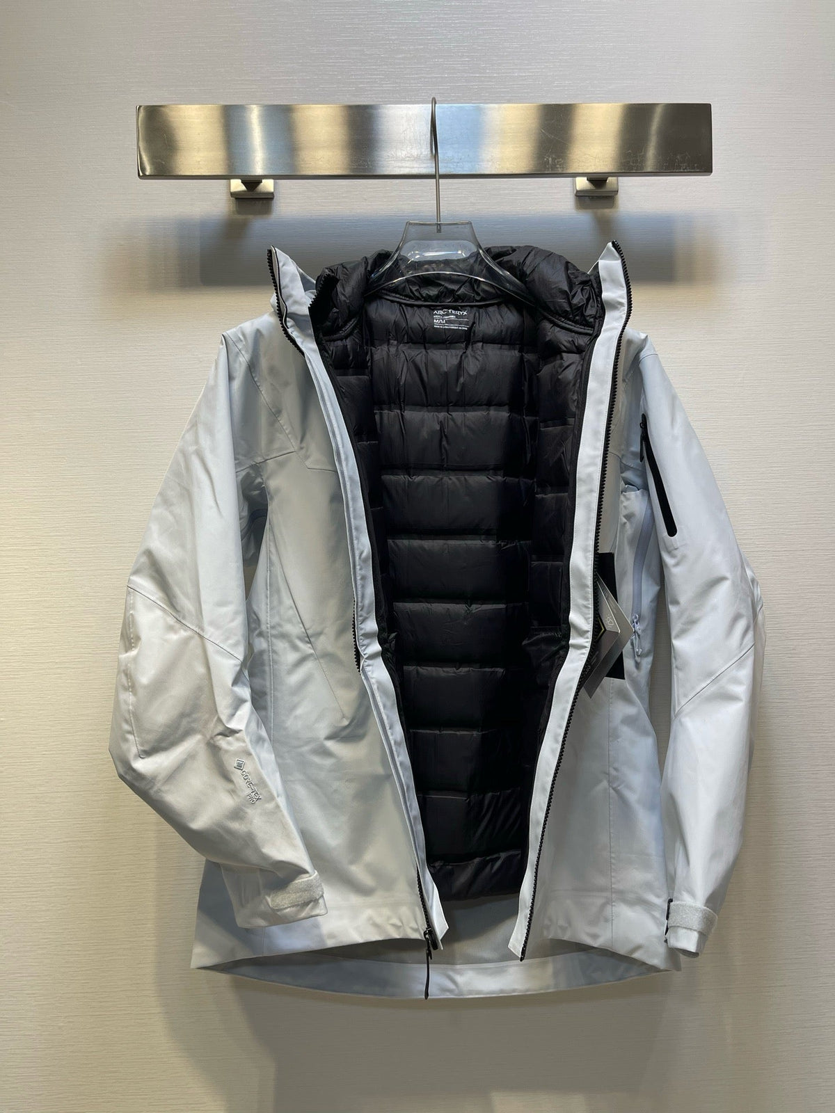 Arc'teryx 3-in-1 Hooded Down Jacket | Winter Layering System Silver Grey