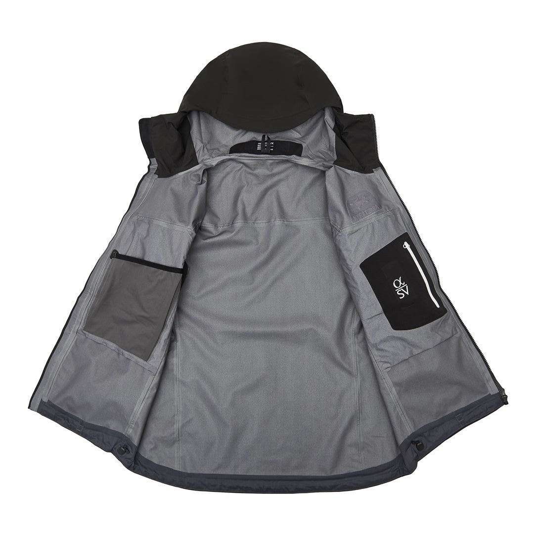 Alpha SV Gen 6 Waterproof Hard Shell Hooded Jacket for Skiing Hiking Outdoor Unisex black