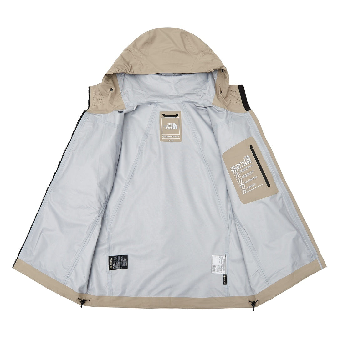 The North Face Summit Series  Hooded Windproof Camping Hiking Jacket Unisex Light Khaki