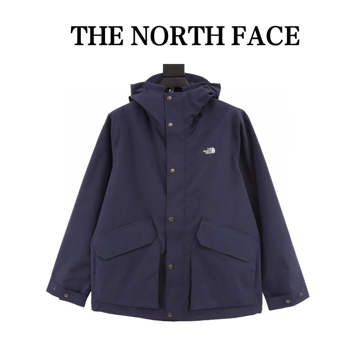The North Face  Hooded Windproof Camping Hiking Jacket Unisex Navy Blue
