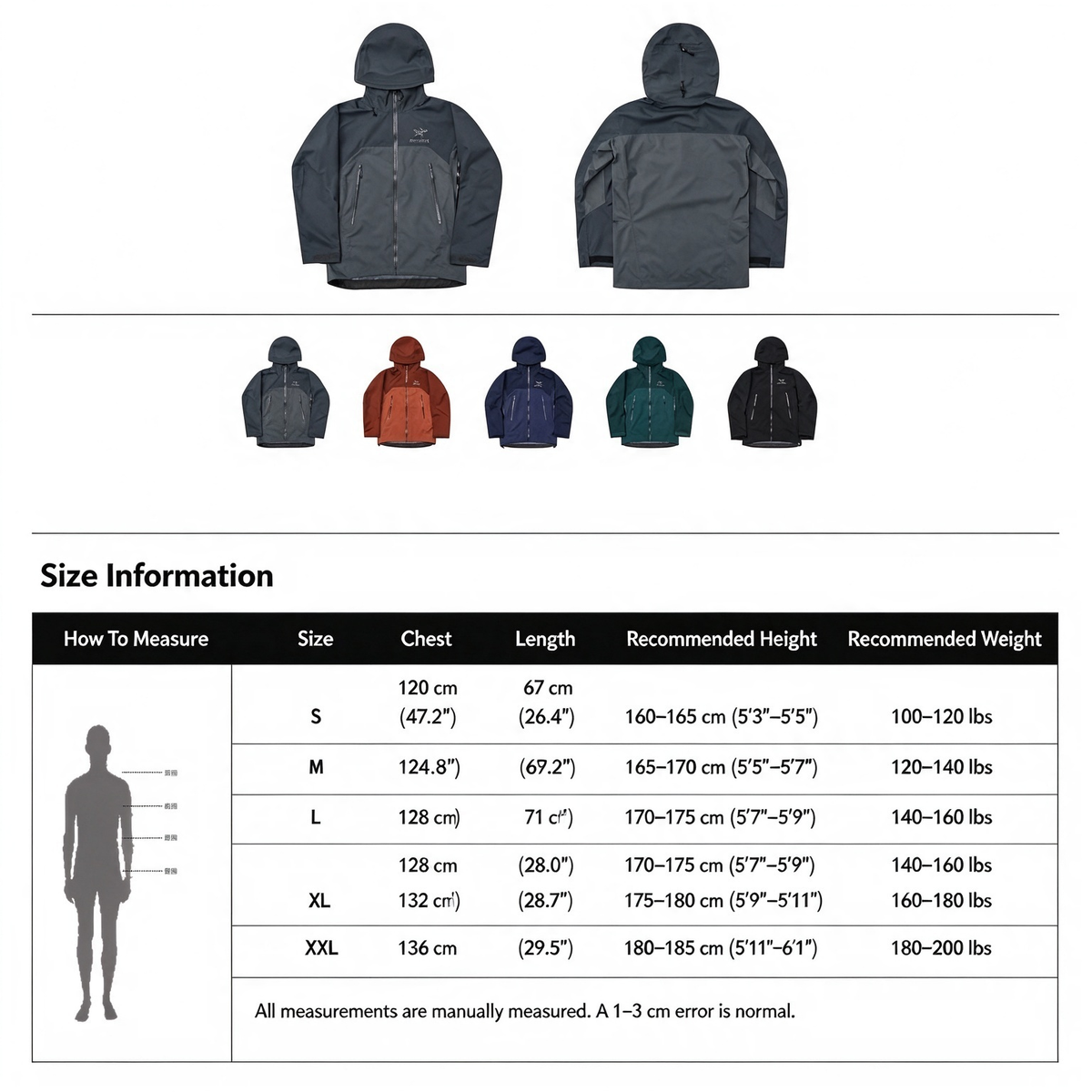 ARC TERYX AR Waterproof & Windproof Outdoor Jacket Shell Jacket Unisex Dark Grey