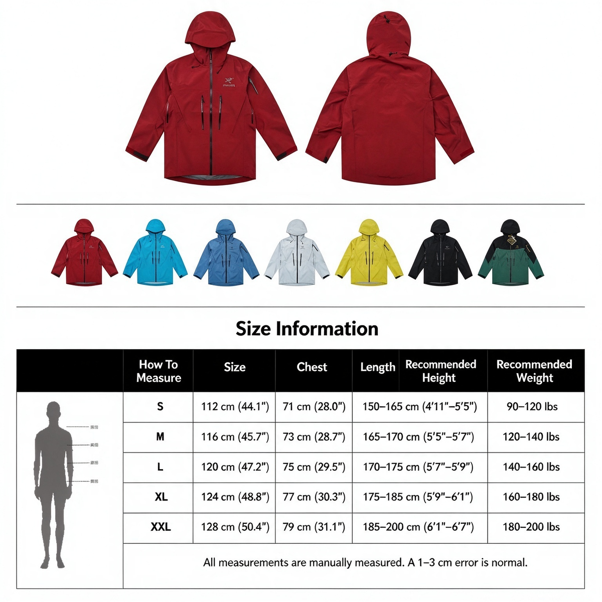 Arc'teryx Alpha SV Gen 6 Waterproof Hard Shell Hooded Jacket for Skiing Hiking Outdoor Unisex Heriitage