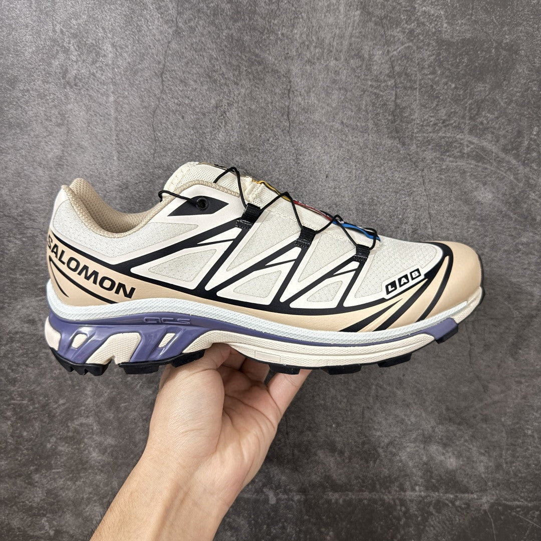 Salomon XT-6 LAB Outdoor Sneakers Trail Running Shoes Unisex Cream/Navy/Purple