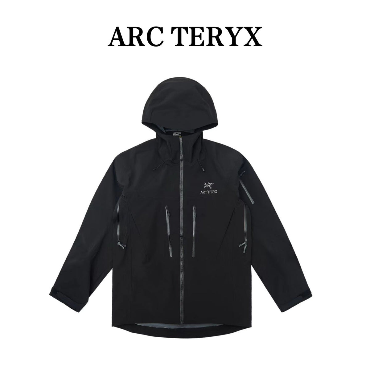 Arc'teryx Alpha SV Gen 6 Waterproof Hard Shell Hooded Jacket for Skiing Hiking Outdoor Unisex Black