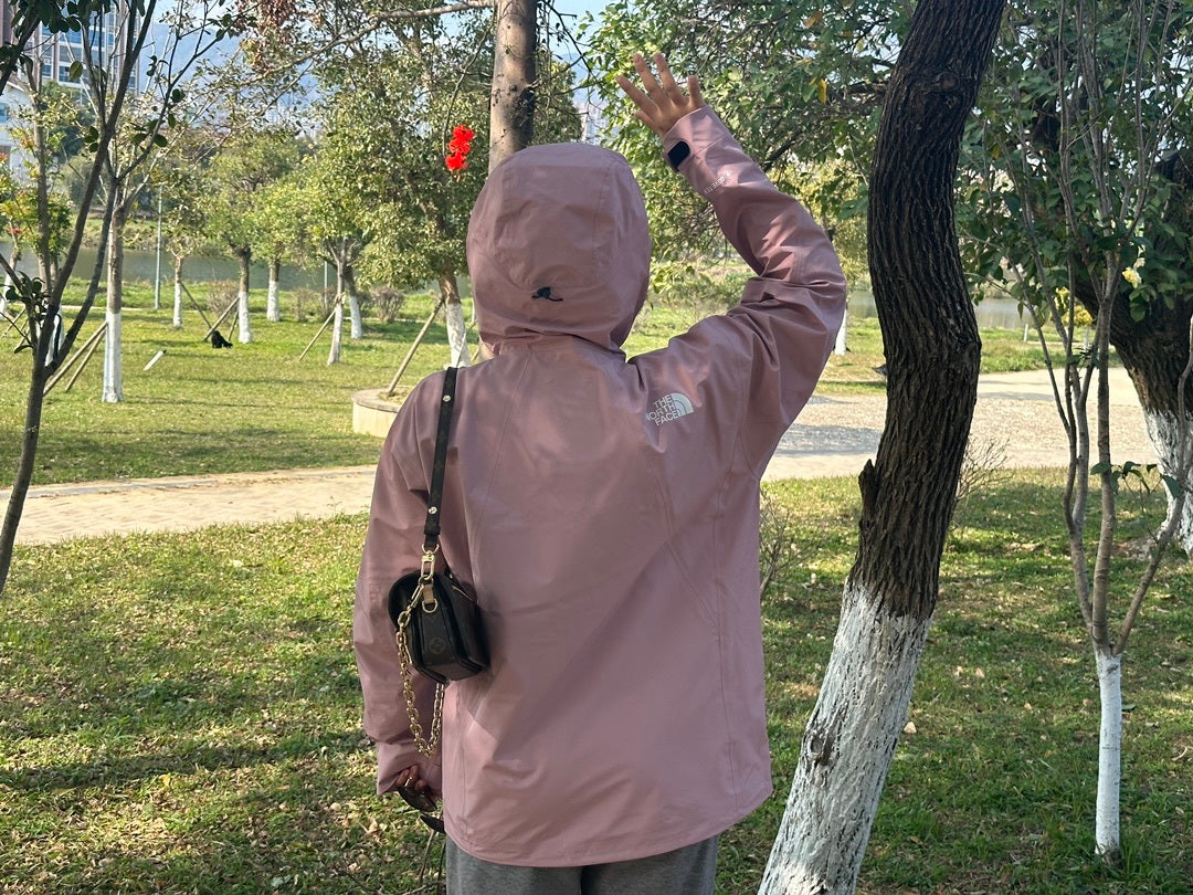 The North Face Summit Series  Hooded Windproof Camping Hiking Jacket Unisex Dusty Pink