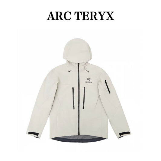 Arc'teryx Alpha SV Gen 6 Waterproof Hard Shell Hooded Jacket for Skiing Hiking Outdoor Unisex White